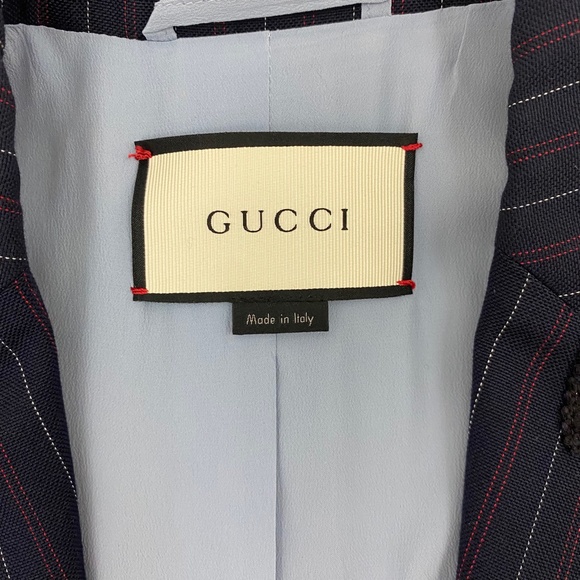 Gucci Navy Blue stripe Contrast Trim Detail Blazer Size 36 - Picture 5 of 7